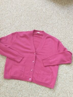 J Crew 100% Cashmere Cardigan Jewel Tone Fuchsia Small